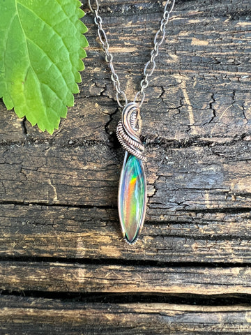 Aurora Opal Coil Swept Pendant