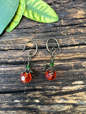 Grand Pumpkin “Vine Ear Wire” Earrings