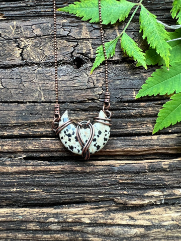 Dalmatian Jasper Moon Twist Pendant