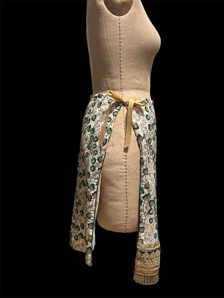 Teal and Gold Embroidered Sequin Tie-on Overskirt