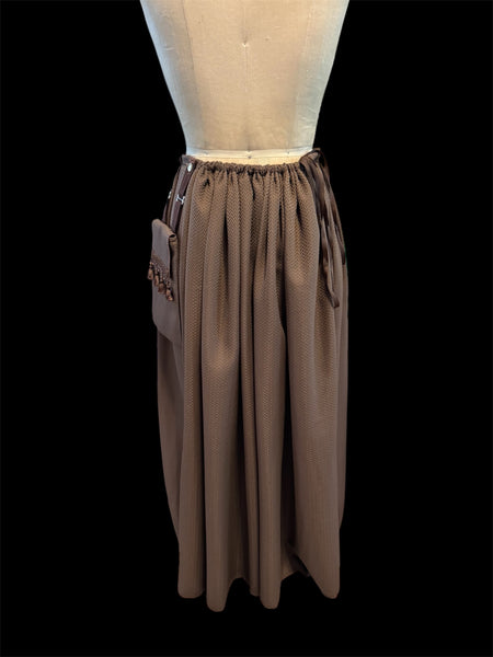 Brown Chevron Tie-On Skirt w/ Bag