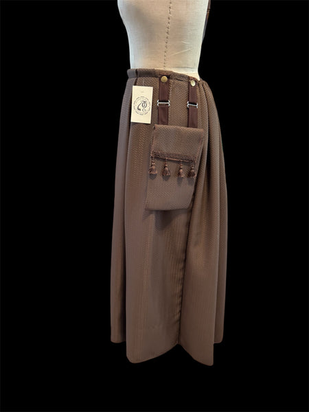 Brown Chevron Tie-On Skirt w/ Bag