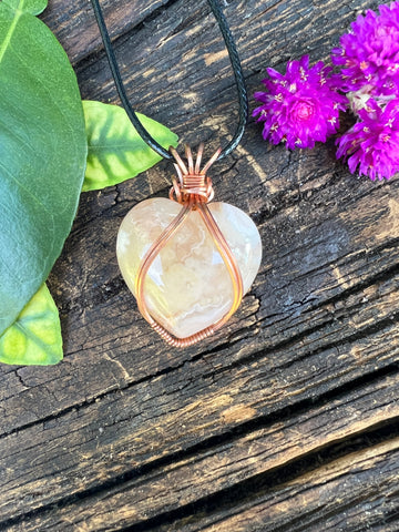 Blossom Agate Puffy Heart Pendant 4