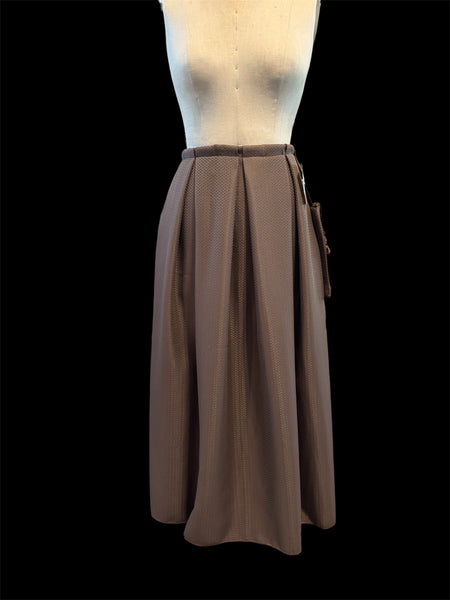 Brown Chevron Tie-On Skirt w/ Bag