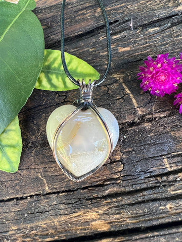 Blossom Agate Puffy Heart Pendant 3