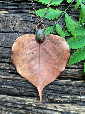 Bodhi Leaf Unakite Necklace