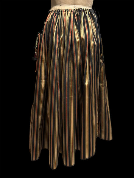 Ankle Length Striped Tie-on Skirt w/ Bag