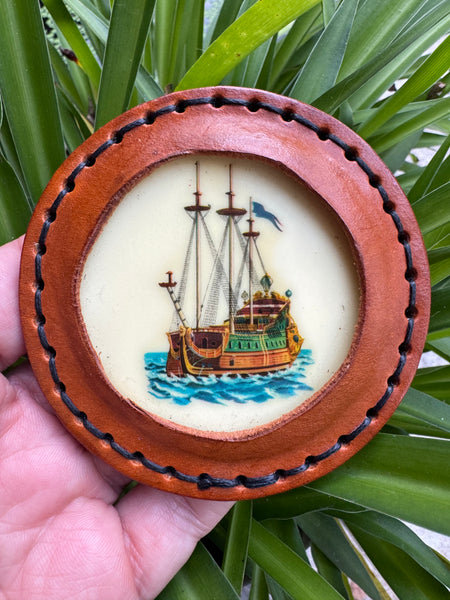 Leather Cockade w/ Ship