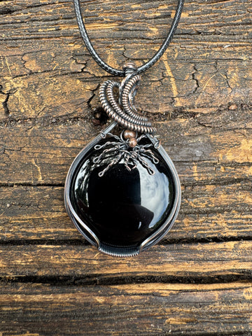 Black Onyx and Spider Pendant