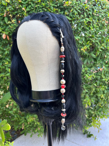 Red & Black Clam Shell Hat/Hair Dangle