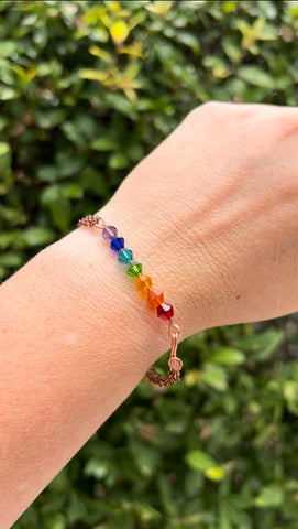 Rainbow Crystal Chain Bracelet