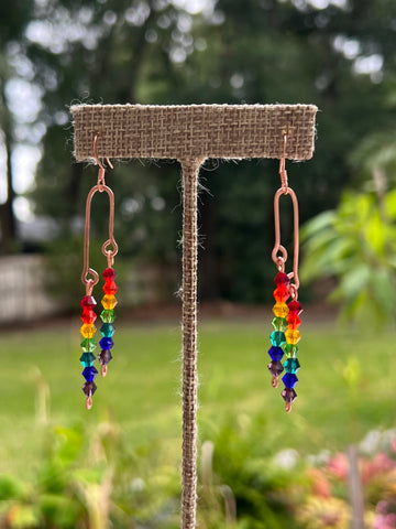 Rainbow Dangle Copper Earrings