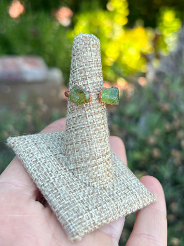 Peridot Adjustable Copper Electroform ring