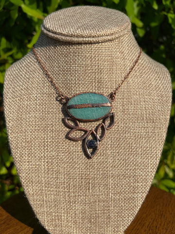 Kintsugi Amazonite & Blue Goldstone Pendant