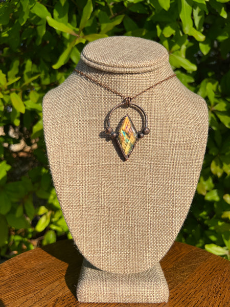 Electroform Labradorite Diamond Pendant