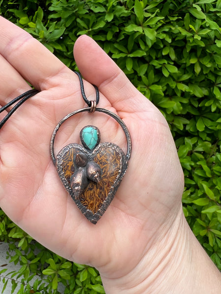 Elephant Jasper and Howlite Electroform Pendant