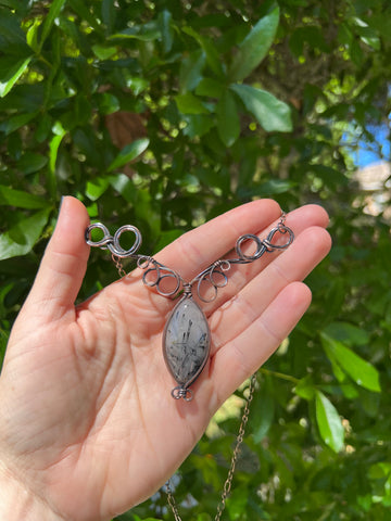 Rutilated Quartz Marquise Elven Swirl Necklace