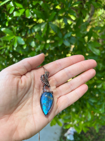 Labradorite & Golden Rutile Quartz Doublet Pendant