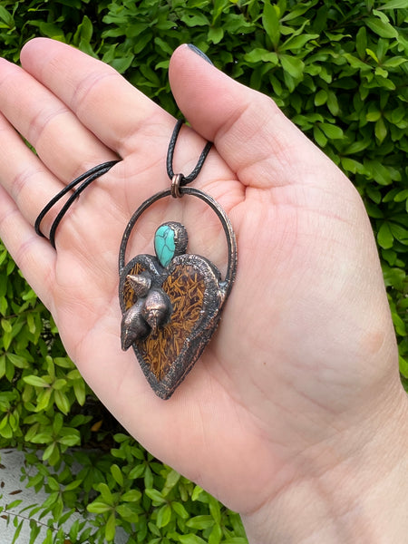 Elephant Jasper and Howlite Electroform Pendant