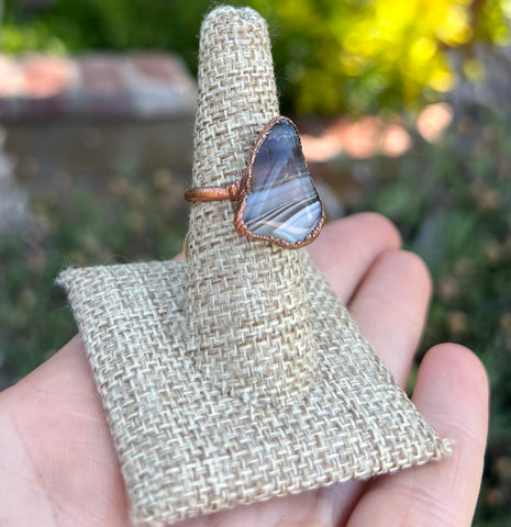 Botswana Agate Copper Electroformed Ring