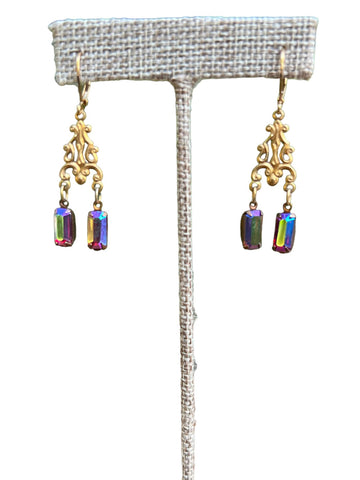 Iridescent Siam Filigree Earrings