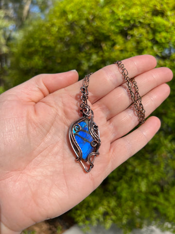 Labradorite Swirl Antiqued Pendant