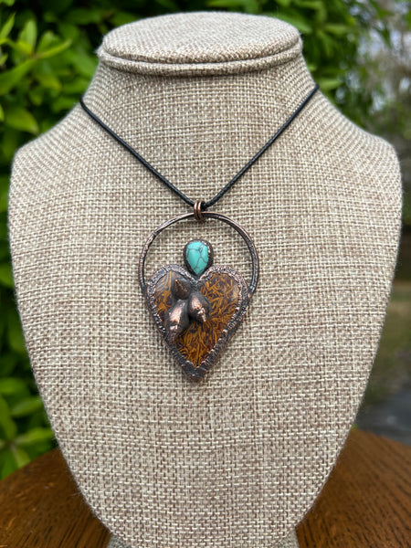 Elephant Jasper and Howlite Electroform Pendant