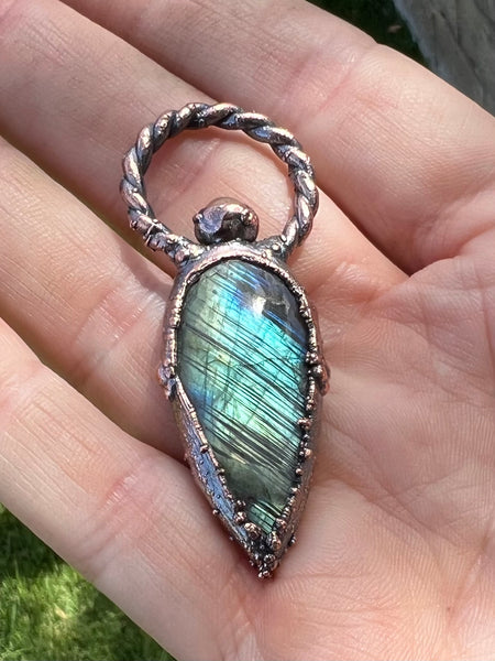 Labradorite Raindrop Vial Necklace