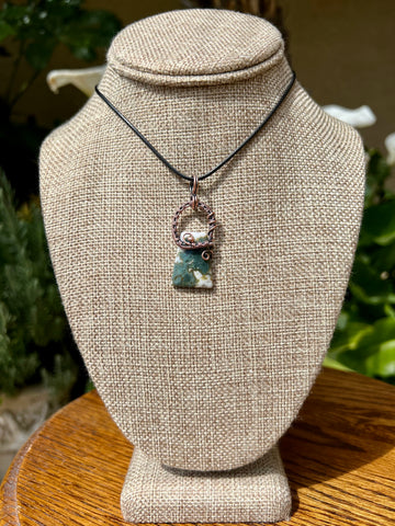 Moss Agate Oxidized Copper Pendant