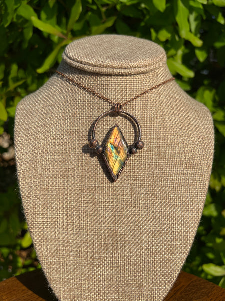 Electroform Labradorite Diamond Pendant