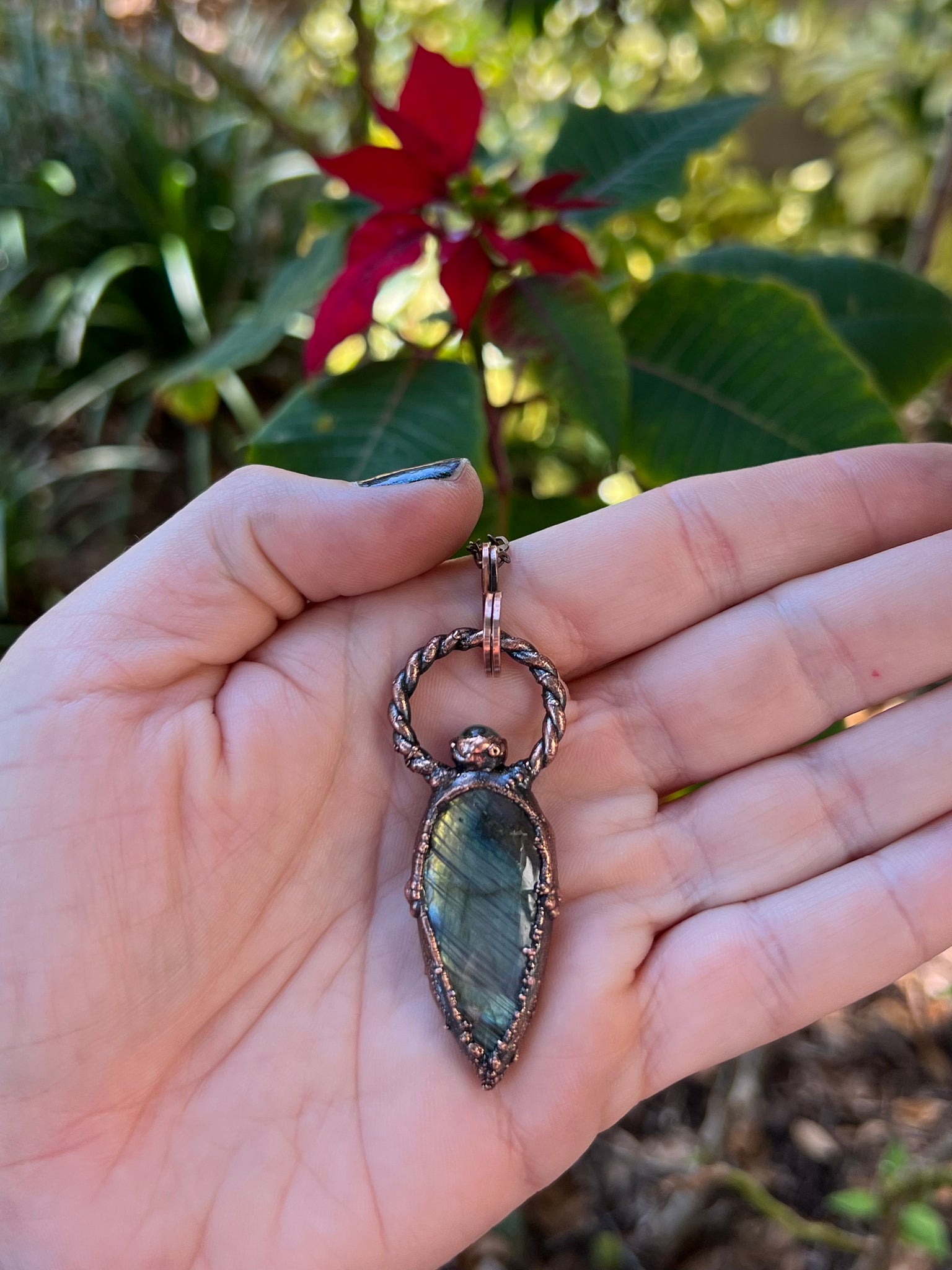 Labradorite Raindrop Vial Necklace