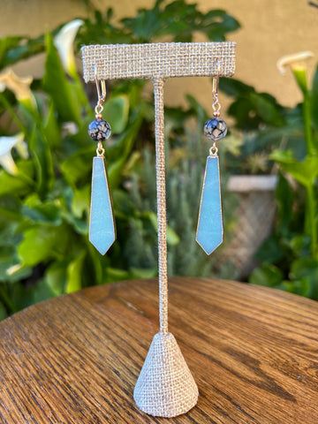 Amazonite and Dragon Vein Agate Earrings