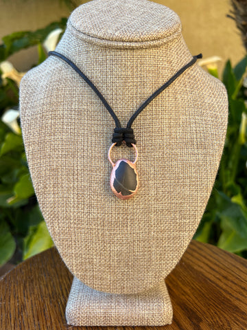 Copper Electroform Slate Grey River Rock Pendant