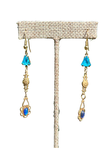 Aquamarine Bell & Matte Helio Earrings