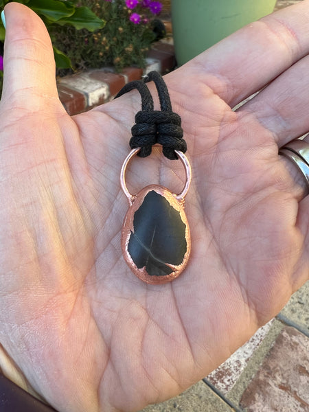 Copper Electroform Slate Grey River Rock Pendant