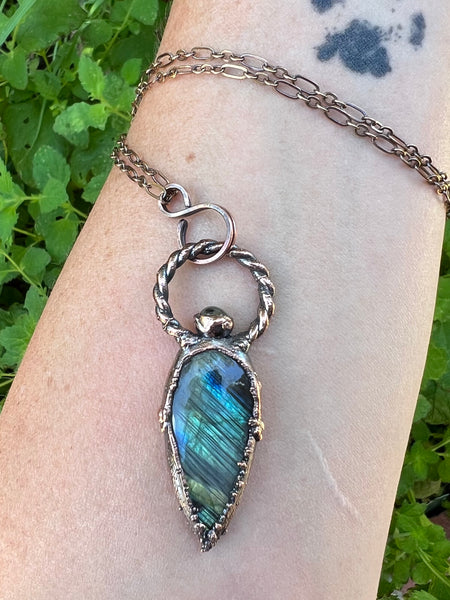 Labradorite Raindrop Vial Necklace