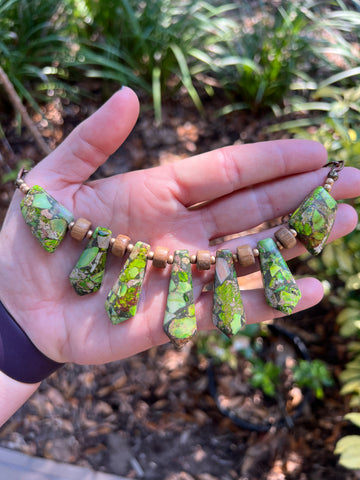 Green Sea Sediment Impression Jasper Necklace Set