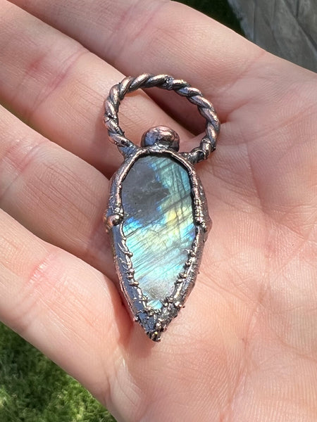 Labradorite Raindrop Vial Necklace